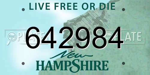 642984 New Hampshire License Plate