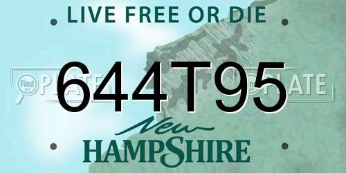 644T95 New Hampshire License Plate