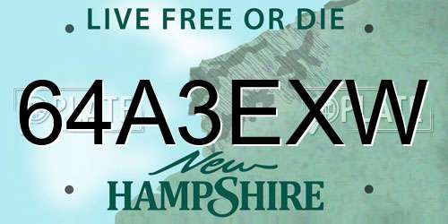 64A3EXW New Hampshire License Plate