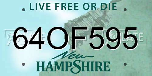 64OF595 New Hampshire License Plate
