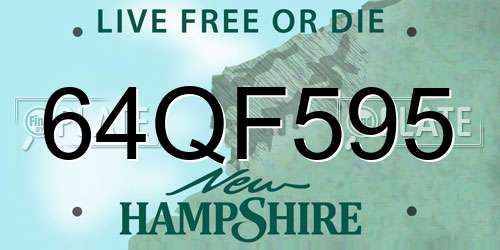 64QF595 New Hampshire License Plate