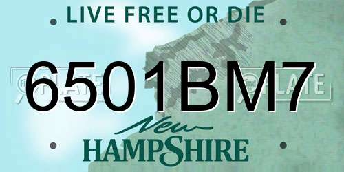 6501BM7 New Hampshire License Plate