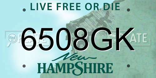 6508GK New Hampshire License Plate