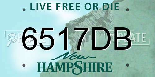 6517DB New Hampshire License Plate
