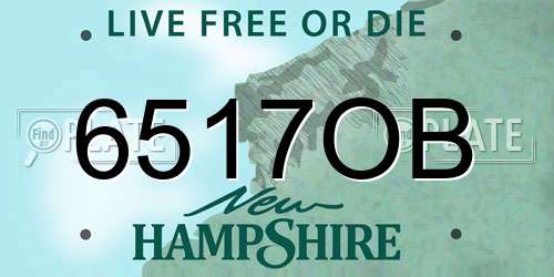 6517OB New Hampshire License Plate