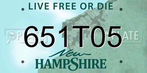 651T05 New Hampshire License Plate