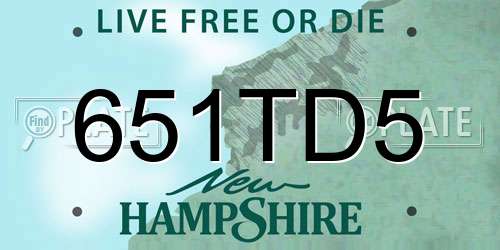 651TD5 New Hampshire License Plate