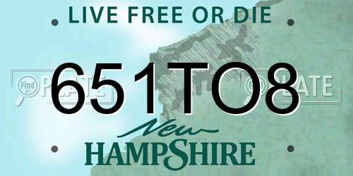 651TO8 New Hampshire License Plate