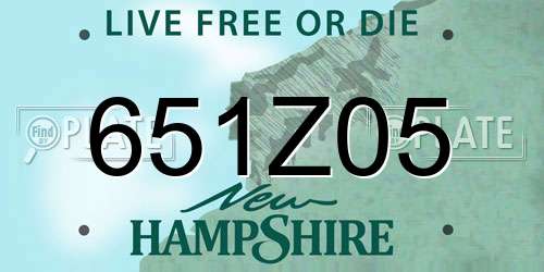 651Z05 New Hampshire License Plate
