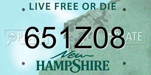 651Z08 New Hampshire License Plate