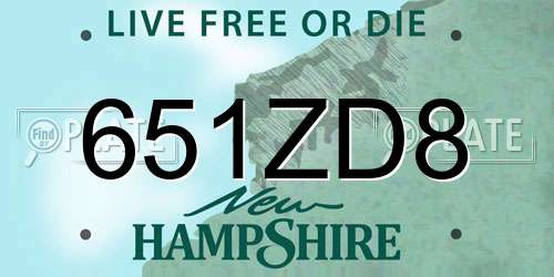 651ZD8 New Hampshire License Plate