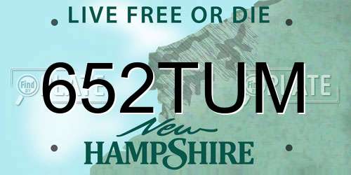 652TUM New Hampshire License Plate
