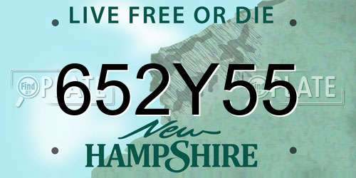 652Y55 New Hampshire License Plate