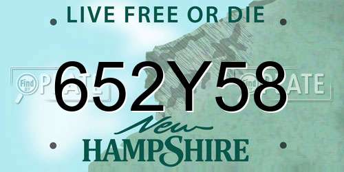 652Y58 New Hampshire License Plate
