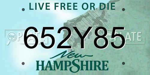 652Y85 New Hampshire License Plate