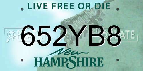 652YB8 New Hampshire License Plate