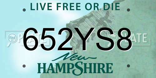 652YS8 New Hampshire License Plate
