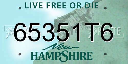 65351T6 New Hampshire License Plate