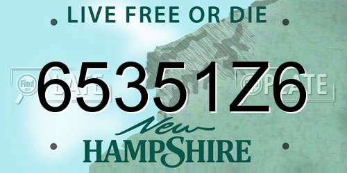 65351Z6 New Hampshire License Plate