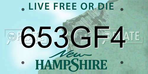653GF4 New Hampshire License Plate