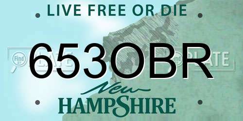 653OBR New Hampshire License Plate