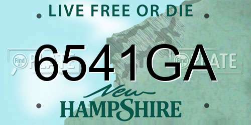 6541GA New Hampshire License Plate