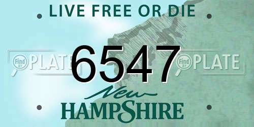 6547 New Hampshire License Plate