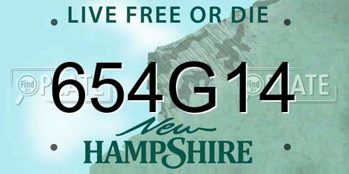 654G14 New Hampshire License Plate