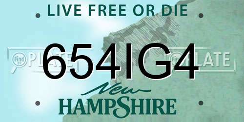 654IG4 New Hampshire License Plate