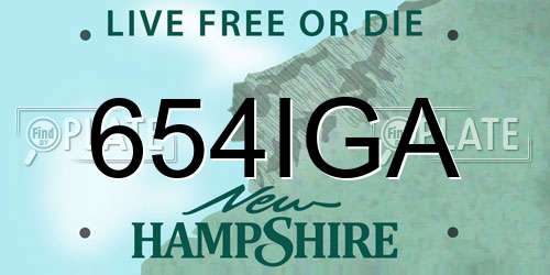 654IGA New Hampshire License Plate