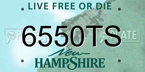 6550TS New Hampshire License Plate