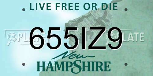 655IZ9 New Hampshire License Plate