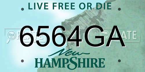6564GA New Hampshire License Plate