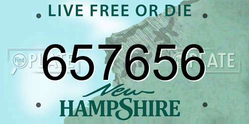 657656 New Hampshire License Plate