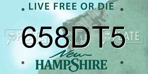 658DT5 New Hampshire License Plate