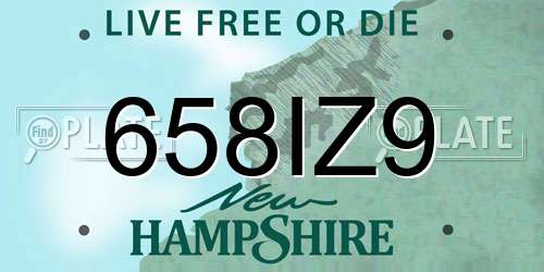 658IZ9 New Hampshire License Plate