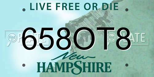 658OT8 New Hampshire License Plate