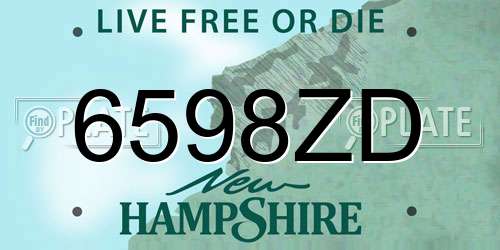 6598ZD New Hampshire License Plate