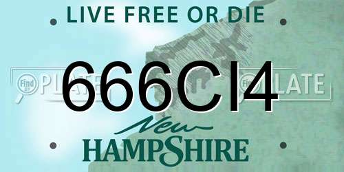 666CI4 New Hampshire License Plate