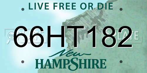 66HT182 New Hampshire License Plate