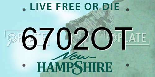 6702OT New Hampshire License Plate