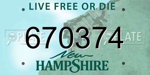 670374 New Hampshire License Plate