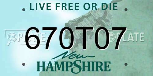 670T07 New Hampshire License Plate