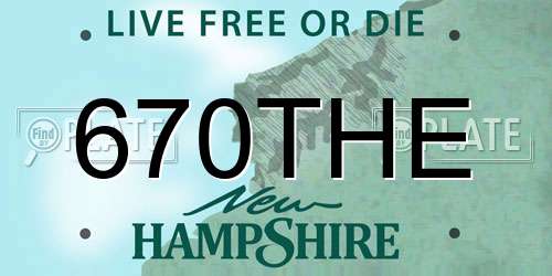 670THE New Hampshire License Plate