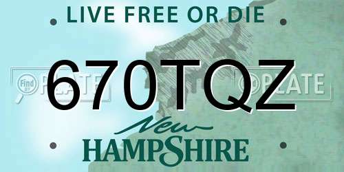 670TQZ New Hampshire License Plate