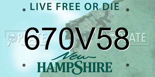 670V58 New Hampshire License Plate