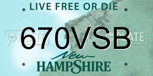 670VSB New Hampshire License Plate