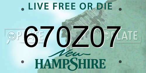 670Z07 New Hampshire License Plate