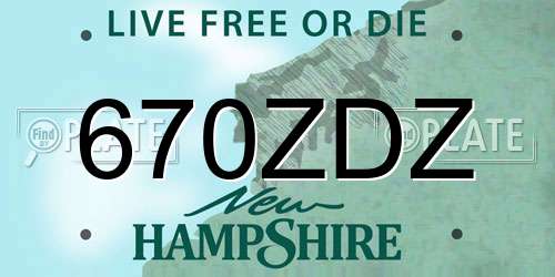 670ZDZ New Hampshire License Plate