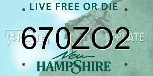 670ZO2 New Hampshire License Plate